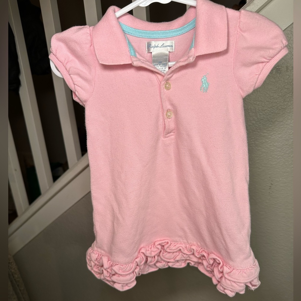 Ralph Lauren Baby Girl 9 Months Pink Polo 100% Cotton Dress